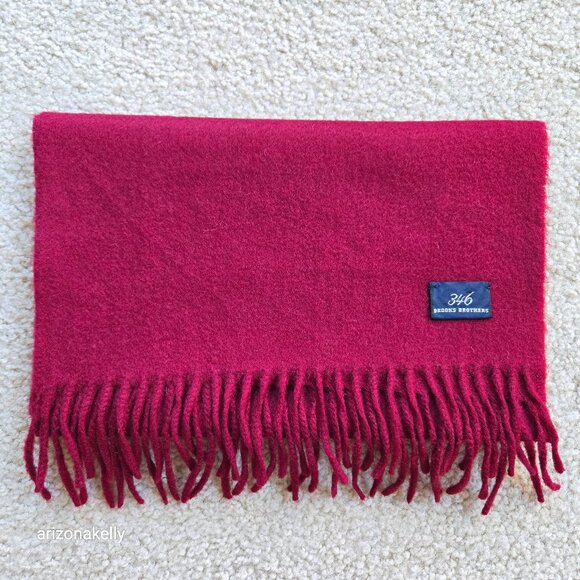 Brooks Brothers 346 Cashmere Burgundy Maroon Scarf Fringe - Picture 1 of 8